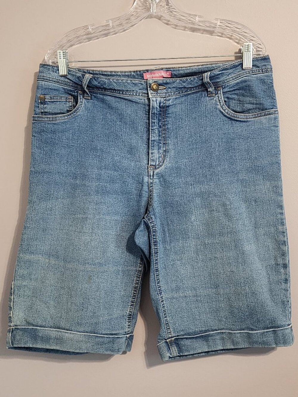 2/$30 Woman Within Light Wash Blue Bermuda Jean Shorts Size 14W